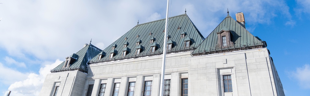 Close-up shot of the roof of the Supreme Court of Canada building