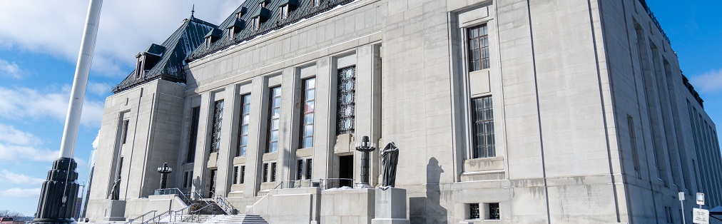 Close-up shot of the Supreme Court of Canada building