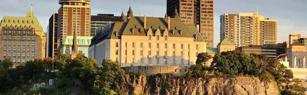 The Supreme Court of Canada building, seen from the Ottawa River