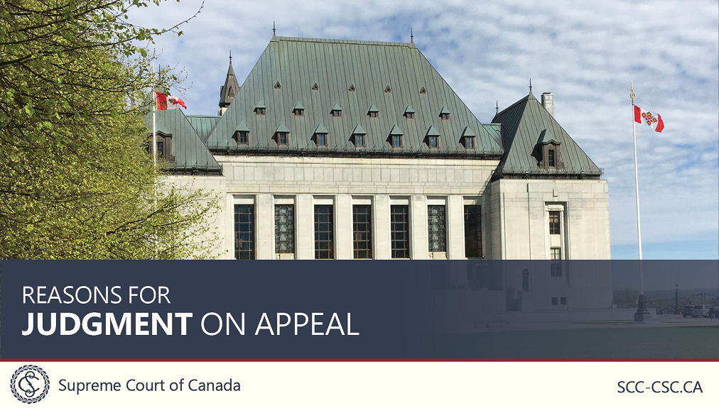 The title 'Reasons for judgment on appeal' over a picture of the Supreme Court building