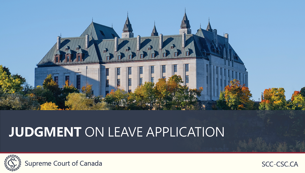 The title 'Judgment on leave application' over a picture of the Supreme Court building