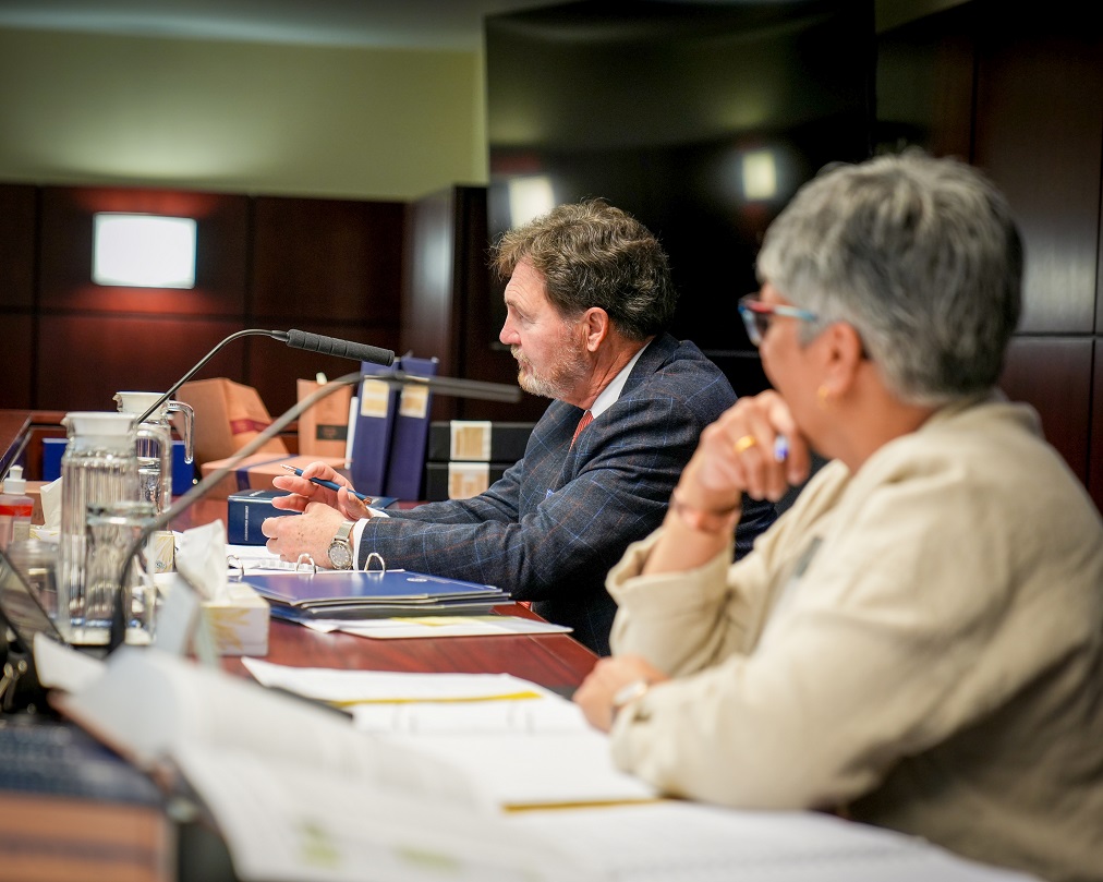 Chief Justice Wagner and Chief Justice Khullar sitting at a courtroom bench.